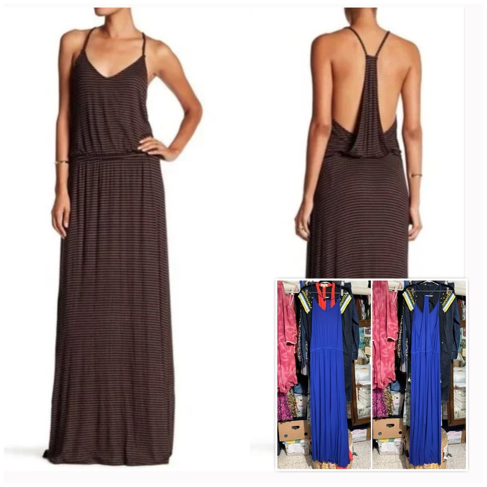 Rachel Pally Graciella Ribbed Jersey Knit Maxi Dress in Solid Blue